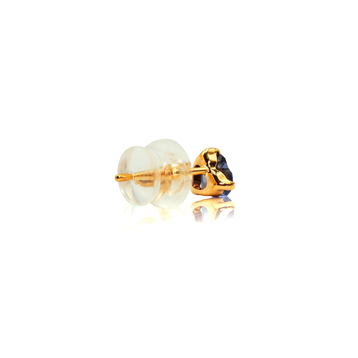 Heart Shaped Stud Earrings in 18k Yellow Gold with Iolite